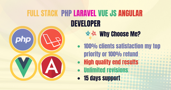 Full Stack PHP Laravel Vuejs and Angular Developer
